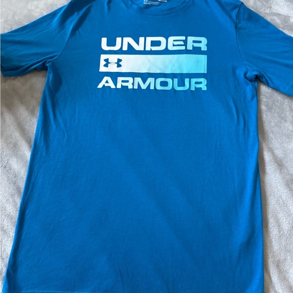 Under Armour Team Issue Wordmark Men's Small Cruise Blue Cotton T-shirt